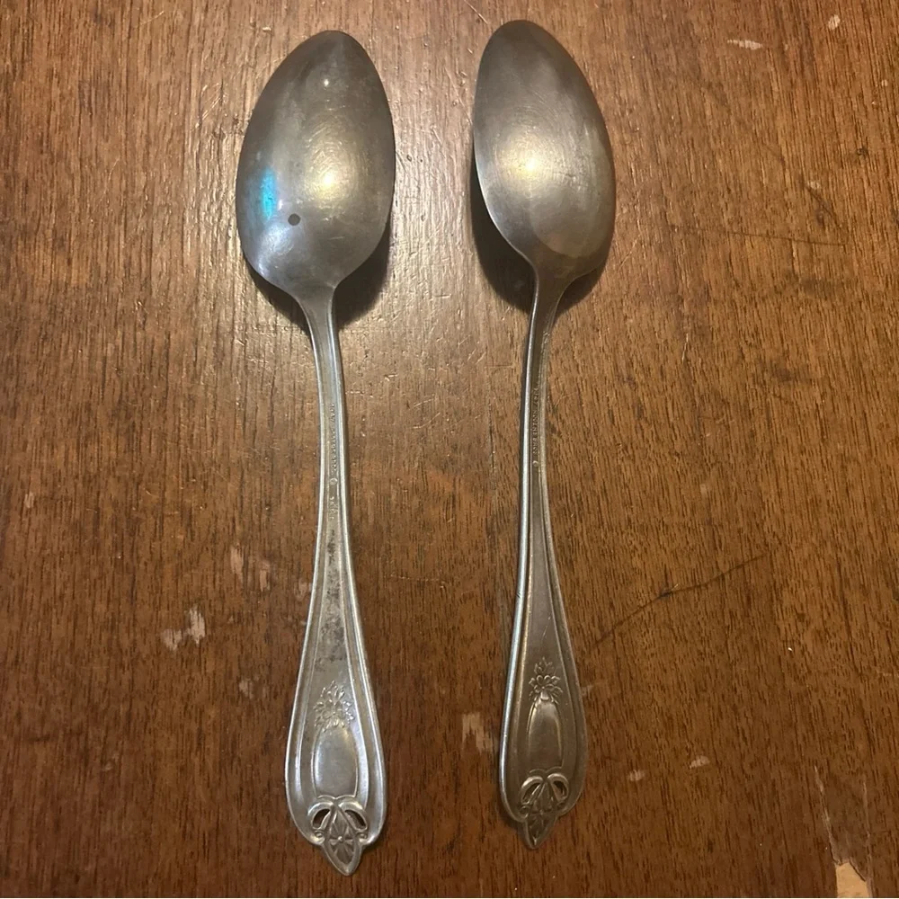 TWO 1847 Rogers Bros XS Triple Silverplate - OLD COLONY - CASSEROLE SPOONS